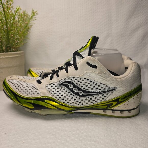 MENS SAUCONY TRACK SHOES SIZE METAL SPIKE MESH TOP VELOCITY DISTANCE SIZE 10 - Picture 4 of 11